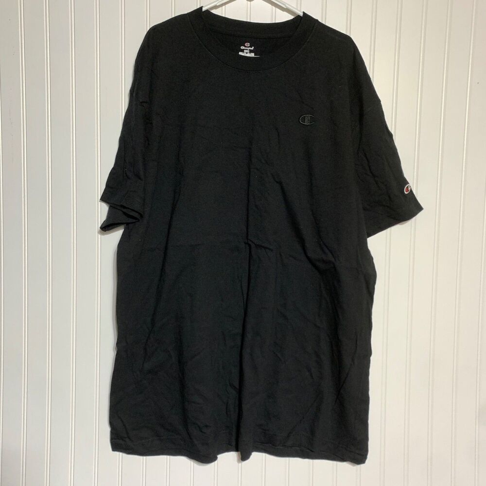 Champion Mens Cotton Casual Crew Neck Logo T-Shirt Black Size 3XB